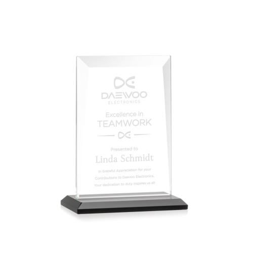 Awards and Plaques - Crystal Trophies - Prieto Black Rectangle Crystal Trophy