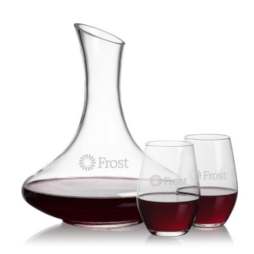 Custom Barware Glasses - Carafes - Donnelly Carafe & Presley Stemless Wine