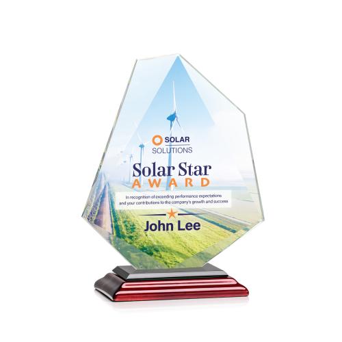 Awards and Plaques - Crystal Trophies - McGhee Full Color Rosewood Unique Crystal Trophy