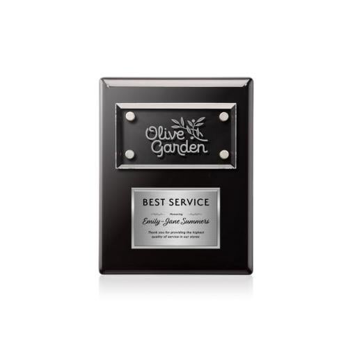 Awards and Plaques - Wall Plaque Awards - Woodward Plaque - Black/Silver