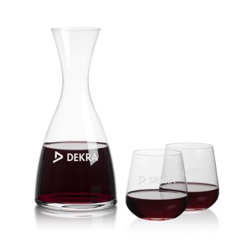 Custom Barware Glasses - Carafes - Daugherty Carafe & Cooley Stemless Wine