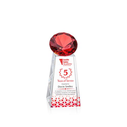 Awards and Plaques - Crystal Trophies - Tall Full Color Ruby Crystal Trophy