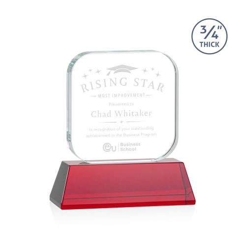 Awards and Plaques - Crystal Trophies - App on Helton Red Square / Cube Crystal Trophy