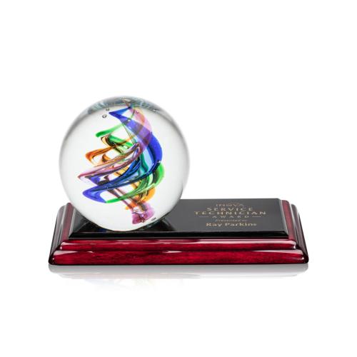 Awards and Plaques - Glass Trophies - Art Glass Trophies - Blackburn Globe on Albion™ Base Glass Trophy