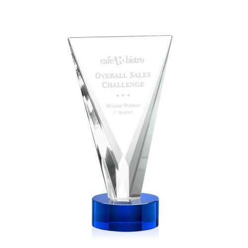 Awards and Plaques - Crystal Trophies - Michaels Blue Unique Crystal Trophy