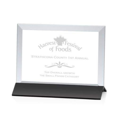 Awards and Plaques - Crystal Trophies - Boswell Black/Horizontal Rectangle Crystal Trophy