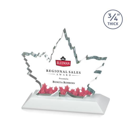 Awards and Plaques - Crystal Trophies - Sargent Leaf Full Color Fagan Unique Crystal Trophy