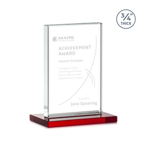 Awards and Plaques - Crystal Trophies - Mohamed Red Rectangle Crystal Trophy