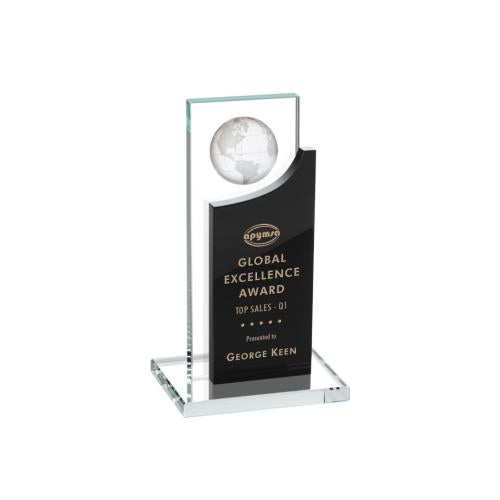 Awards and Plaques - Crystal Trophies - Castle Globe Black Rectangle Crystal Trophy