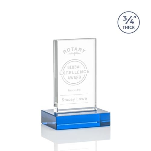 Awards and Plaques - Crystal Trophies - Barlow Sky Blue Rectangle Crystal Trophy