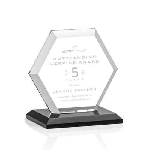 Awards and Plaques - Crystal Trophies - Santos Black Polygon Crystal Trophy