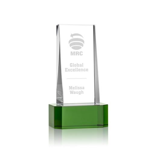 Awards and Plaques - Crystal Trophies - Kirkpatrick on Base Green Towers Crystal Trophy