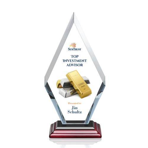 Awards and Plaques - Crystal Trophies - Fitzgerald Full Color Rosewood Crystal Trophy