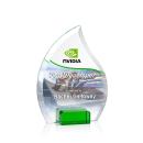 Hassan Full Color Green Flame Crystal Trophy