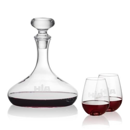 Custom Barware Glasses - Carafes - Linares Decanter & Walter Stemless Wine