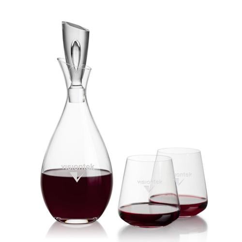 Custom Barware Glasses - Carafes - Pickett Decanter & Weiss Stemless Wine