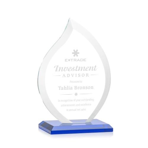 Awards and Plaques - Crystal Trophies - Tomlinson Blue Flame Crystal Trophy