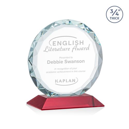 Awards and Plaques - Crystal Trophies - Clarke Red Circle Crystal Trophy