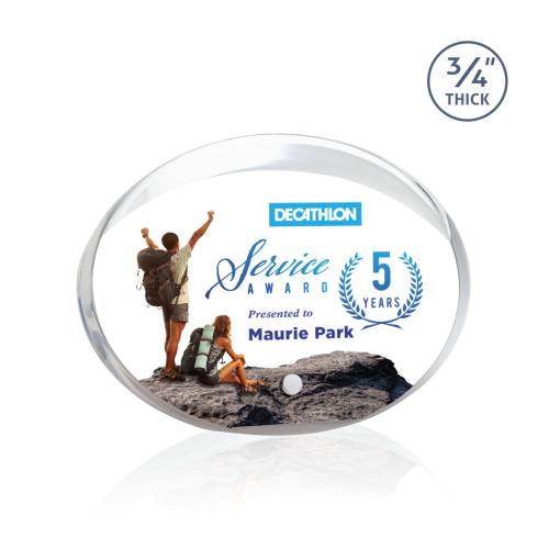 Awards and Plaques - Acrylic Trophies - Huggis Full Color Silver Circle Acrylic Trophy