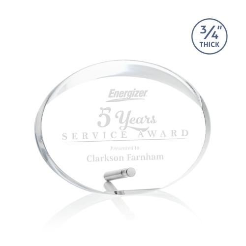 Awards and Plaques - Acrylic Trophies - Huggis Silver Circle Acrylic Trophy