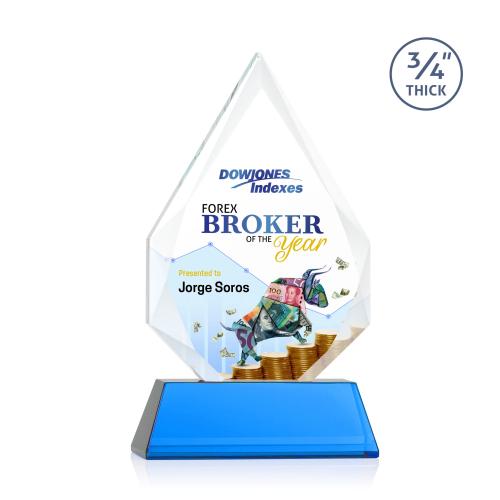 Awards and Plaques - Crystal Trophies - Archer Full Color on Helton Sky Blue Peaks Crystal Trophy