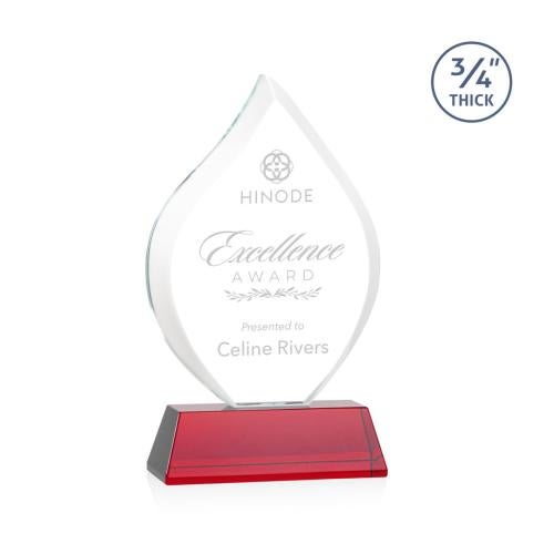 Awards and Plaques - Crystal Trophies - Cavazos on Helton Base Red Flame Crystal Trophy