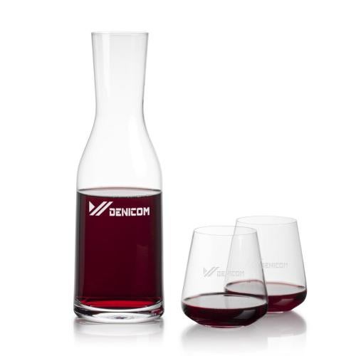 Custom Barware Glasses - Carafes - Dennis Carafe & Weiss Stemless Wine