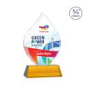 Cavazos Full Color on Helton Amber Flame Crystal Trophy