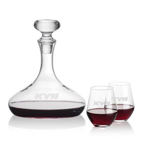 Custom Barware Glasses - Carafes - Linares Decanter & Stahl Stemless Wine