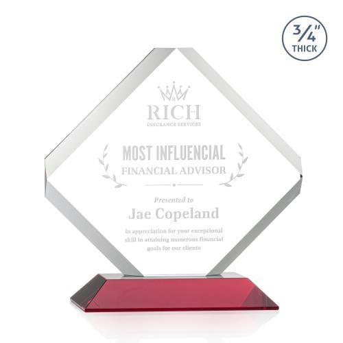 Awards and Plaques - Crystal Trophies - Jacobsen Red Crystal Trophy