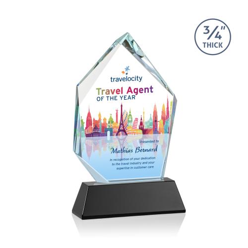 Awards and Plaques - Crystal Trophies - Boone Ice Peak Full Color on Helton Black Peaks Crystal Trophy