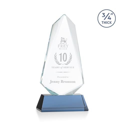 Awards and Plaques - Crystal Trophies - McMullen on Helton Sky Blue Peaks Crystal Trophy