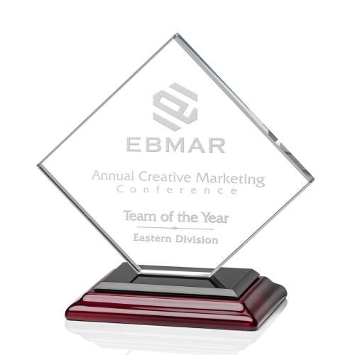 Awards and Plaques - Crystal Trophies - Argueta Rosewood Crystal Trophy