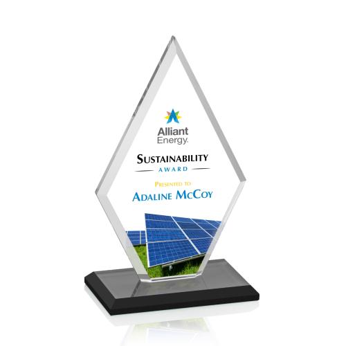 Awards and Plaques - Crystal Trophies - Spicer Full Color Black Crystal Trophy