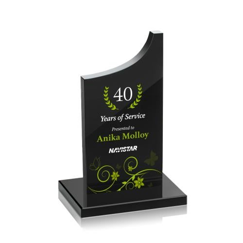 Awards and Plaques - Crystal Trophies - Fields Full Color Black Peaks Crystal Trophy