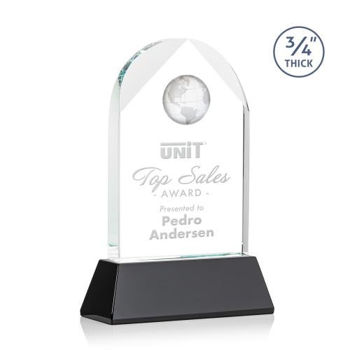 Awards and Plaques - Crystal Trophies - Cortez Globe on Helton - Black