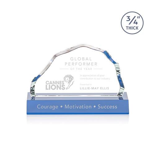 Awards and Plaques - Crystal Trophies - Pierre Sky Blue Crystal Trophy