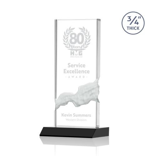 Awards and Plaques - Crystal Trophies - Rubin Black Rectangle Crystal Trophy