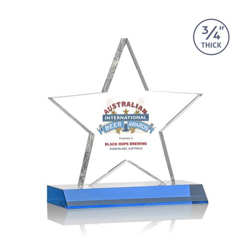 Awards and Plaques - Crystal Trophies - Ibarra Full Color Sky Blue Crystal Trophy
