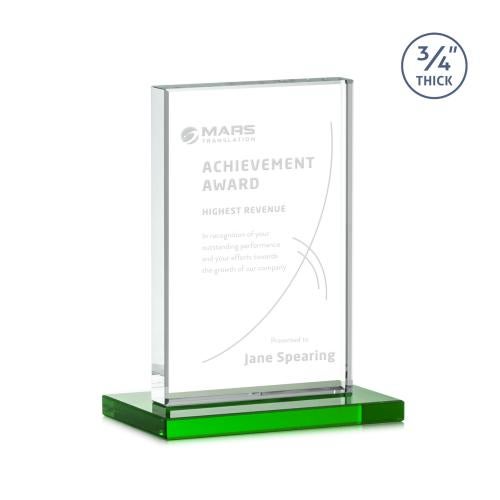 Awards and Plaques - Crystal Trophies - Mohamed Green Rectangle Crystal Trophy