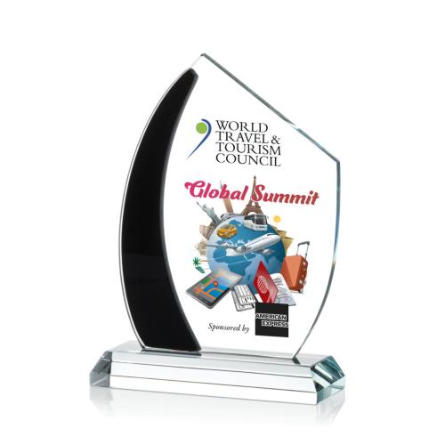 Awards and Plaques - Crystal Trophies - Cantrell Full Color Black Peaks Crystal Trophy