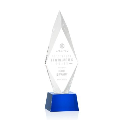 Awards and Plaques - Crystal Trophies - Kendrick on Small Base Blue Crystal Trophy