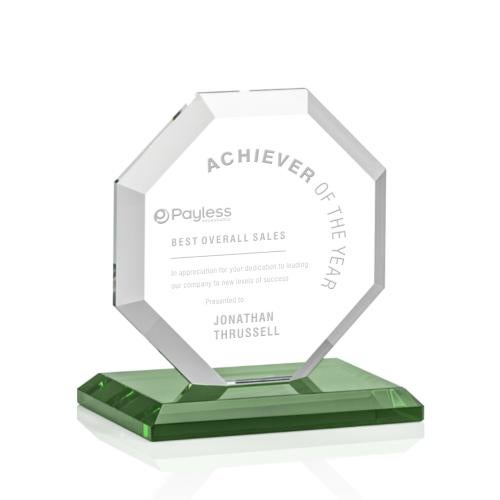 Awards and Plaques - Crystal Trophies - Elder Green Polygon Crystal Trophy