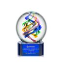 Blackburn on Half Round Base Blue Globe Glass Trophy