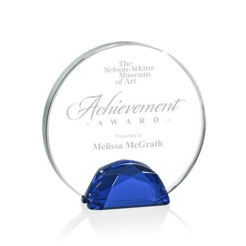 Awards and Plaques - Crystal Trophies - Duffy Blue Circle Crystal Trophy