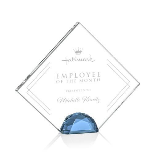 Awards and Plaques - Crystal Trophies - Galvan Sky Blue Crystal Trophy