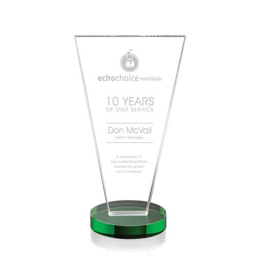 Awards and Plaques - Crystal Trophies - Reeves Green Polygon Crystal Trophy