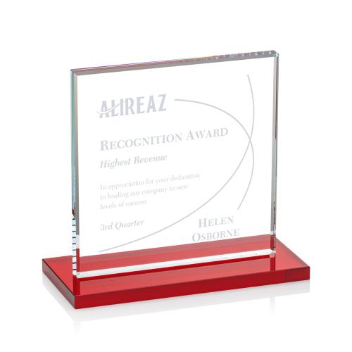 Awards and Plaques - Crystal Trophies - Bower Red Crystal Trophy