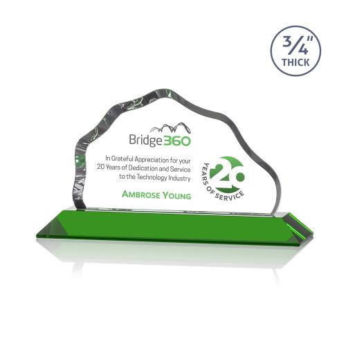 Awards and Plaques - Crystal Trophies - Hagen Full Color Green Crystal Trophy