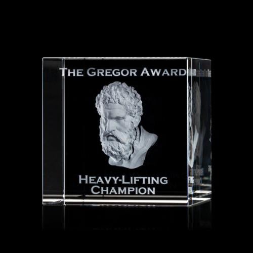 Awards and Plaques - Crystal Trophies - Square Cube Square / Cube 3D Crystal Trophy